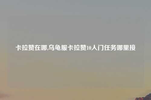 卡拉赞在哪,乌龟服卡拉赞10人门任务哪里接