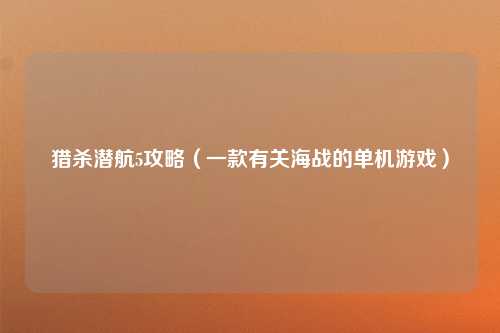 猎杀潜航5攻略（一款有关海战的单机游戏）