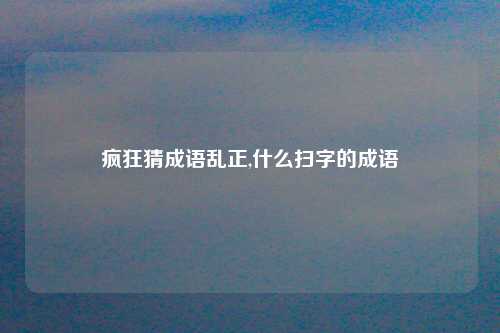 疯狂猜成语乱正,什么扫字的成语