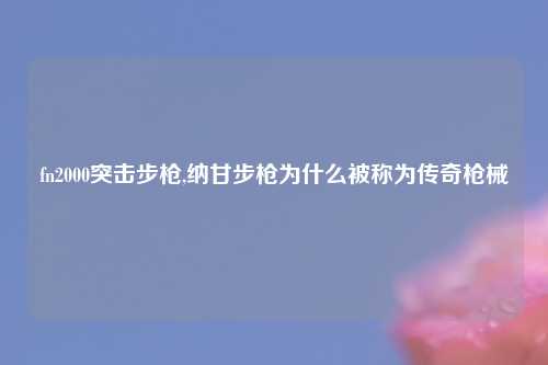 fn2000突击步枪,纳甘步枪为什么被称为传奇枪械
