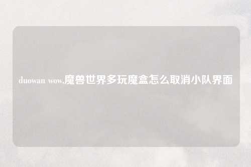duowan wow,魔兽世界多玩魔盒怎么取消小队界面