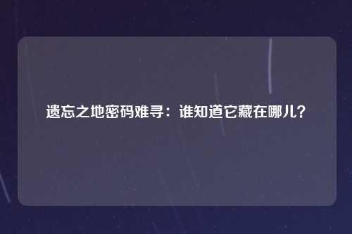 遗忘之地密码难寻：谁知道它藏在哪儿？