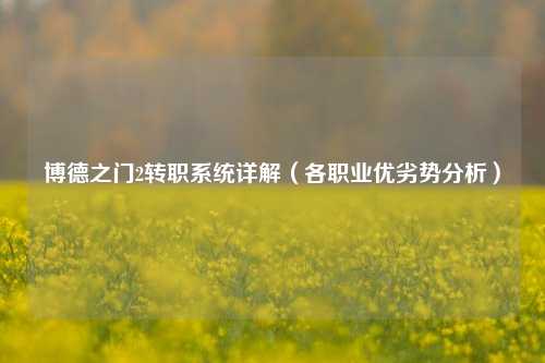 博德之门2转职系统详解（各职业优劣势分析）