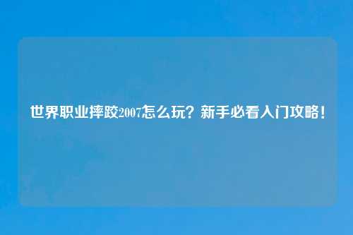 世界职业摔跤2007怎么玩？新手必看入门攻略！