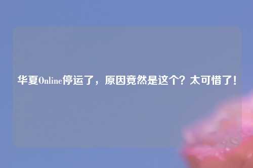 华夏Online停运了，原因竟然是这个？太可惜了！