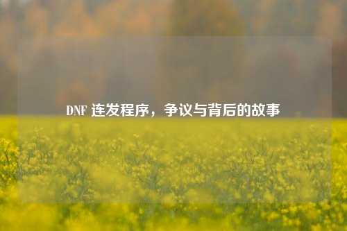 DNF 连发程序，争议与背后的故事