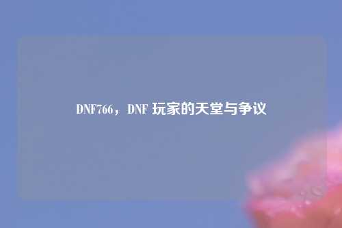 DNF766，DNF 玩家的天堂与争议