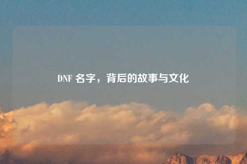DNF 名字，背后的故事与文化