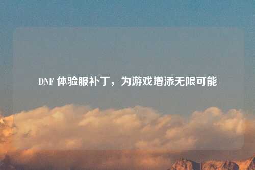 DNF 体验服补丁，为游戏增添无限可能