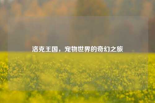 洛克王国，宠物世界的奇幻之旅