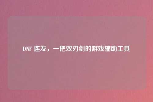 DNF 连发，一把双刃剑的游戏辅助工具
