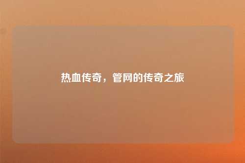 热血传奇，管网的传奇之旅