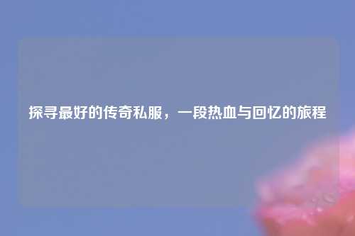 探寻最好的传奇私服，一段热血与回忆的旅程