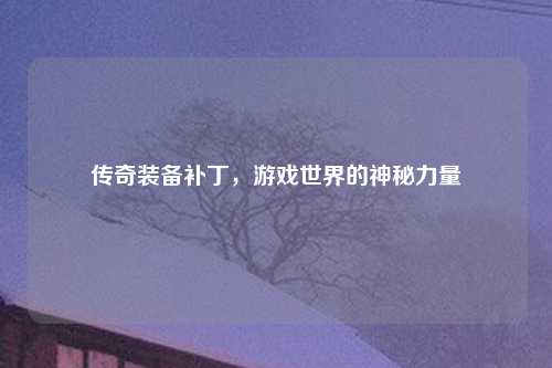 传奇装备补丁，游戏世界的神秘力量