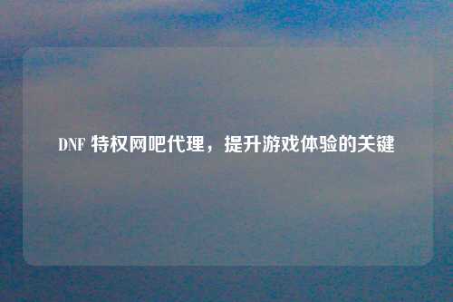 DNF 特权网吧代理，提升游戏体验的关键