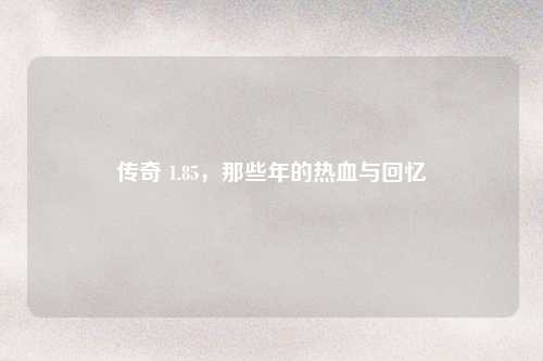 传奇 1.85，那些年的热血与回忆