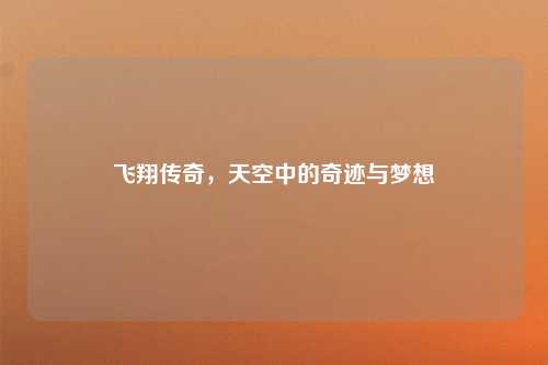 飞翔传奇，天空中的奇迹与梦想