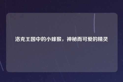 洛克王国中的小蜂猴，神秘而可爱的精灵
