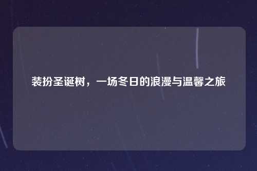 装扮圣诞树，一场冬日的浪漫与温馨之旅