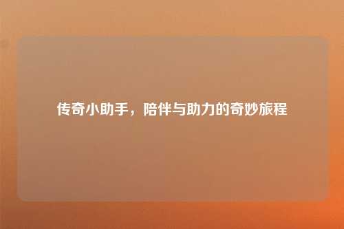 传奇小助手，陪伴与助力的奇妙旅程