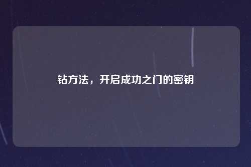 钻方法，开启成功之门的密钥