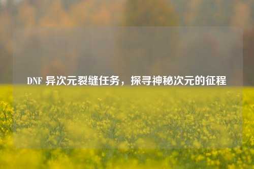 DNF 异次元裂缝任务，探寻神秘次元的征程