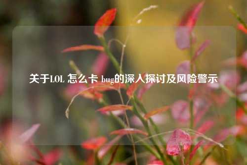 关于LOL 怎么卡 bug的深入探讨及风险警示