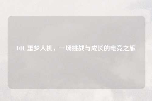 LOL 噩梦人机，一场挑战与成长的电竞之旅