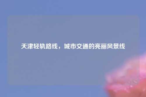 天津轻轨路线，城市交通的亮丽风景线