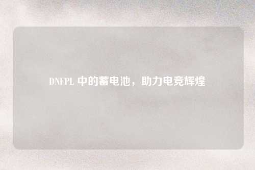 DNFPL 中的蓄电池，助力电竞辉煌