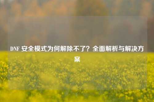 DNF 安全模式为何解除不了？全面解析与解决方案