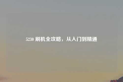 5230 刷机全攻略，从入门到精通
