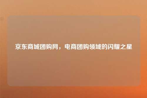 京东商城团购网，电商团购领域的闪耀之星